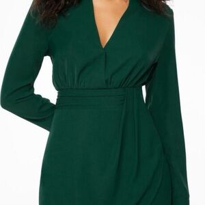 Dynamite Emerald Green Ruched Wrap Dress